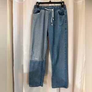 Japanese Denim Patchwork Jogger Jeans Harajuku Streetwear Men’s M